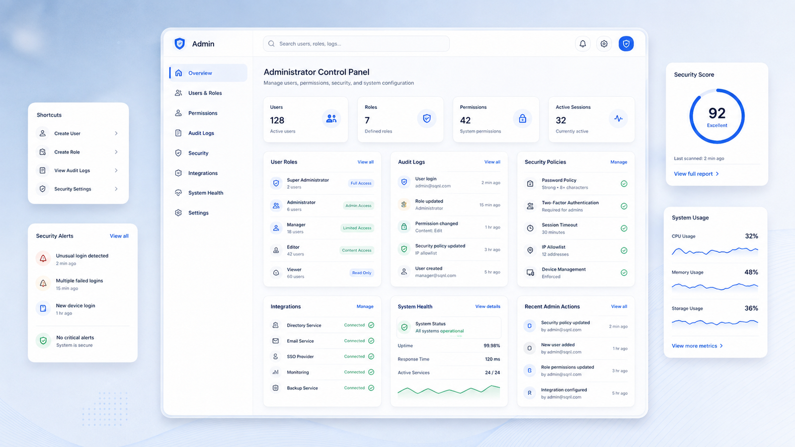 Admin application view